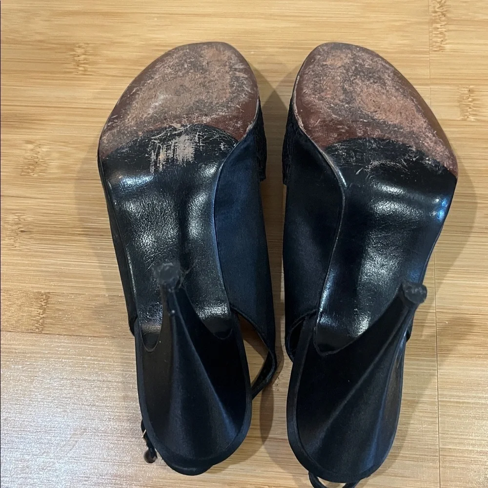 Vtg Stuart Weitzman for Martinique Satin Slingback 7.5 B